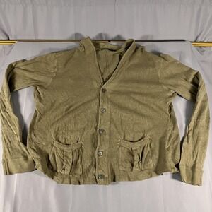 RLX Ralph Lauren Sweater Mens Large Green Cotton Cardigan Button Front Pockets